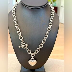 Judith Ripka Heavy Chain Link Heart Tiggle Necklace